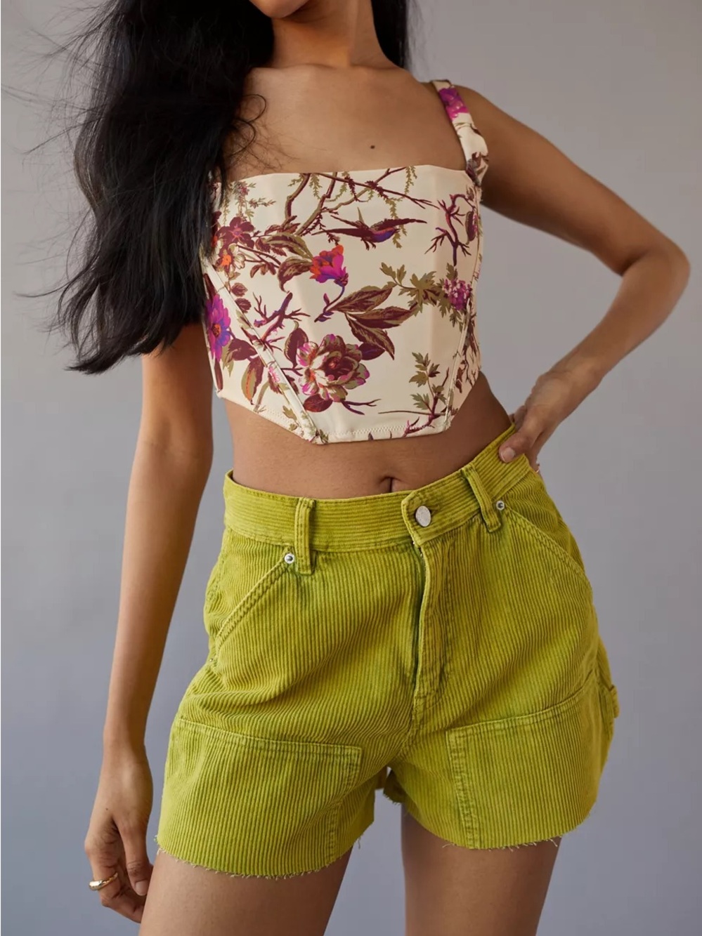 Urban Outfitters | BDG Corduroy Cutoff Carpenter Shorts | Olive - Picture 4 of 12
